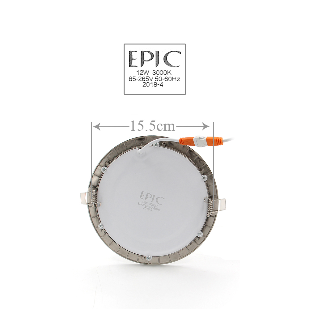 Epic - Down Light Round 12W Chrome 15cm - Warm White