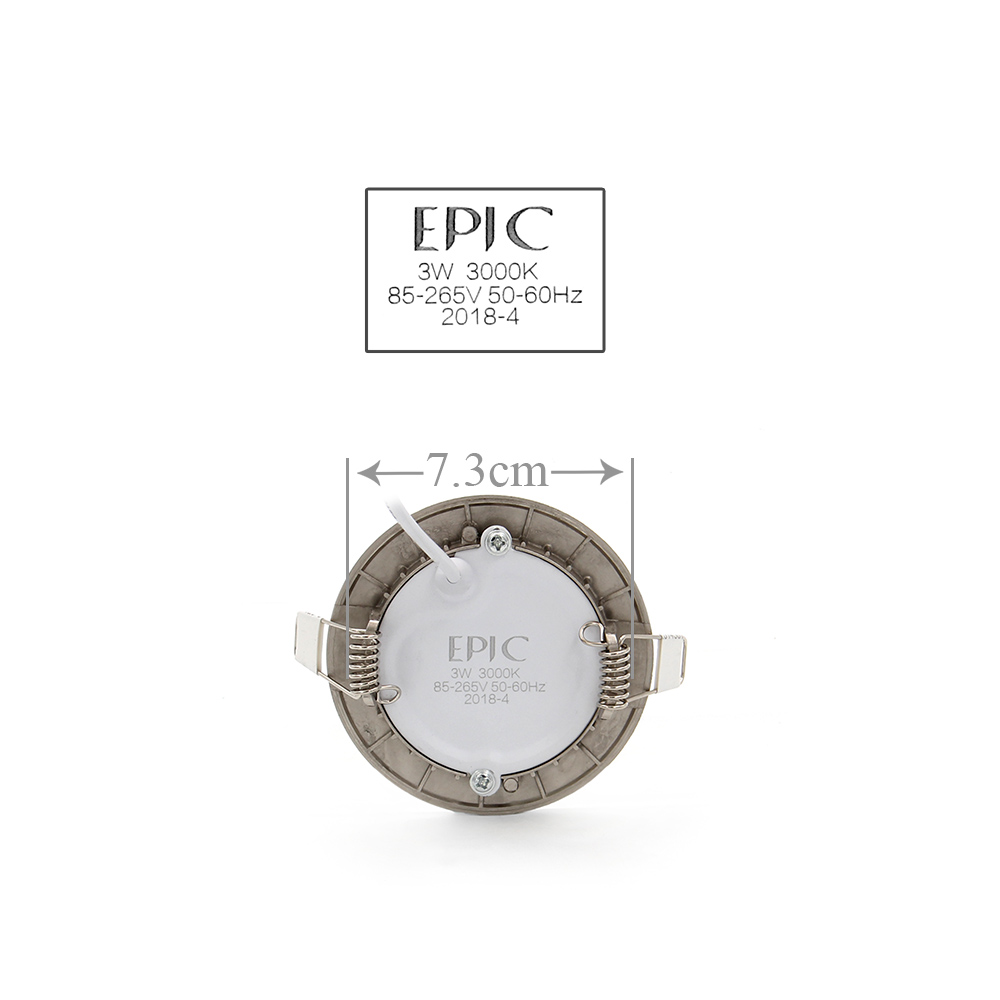 Epic - Down Light Round 3W Chrome 7cm - Warm White