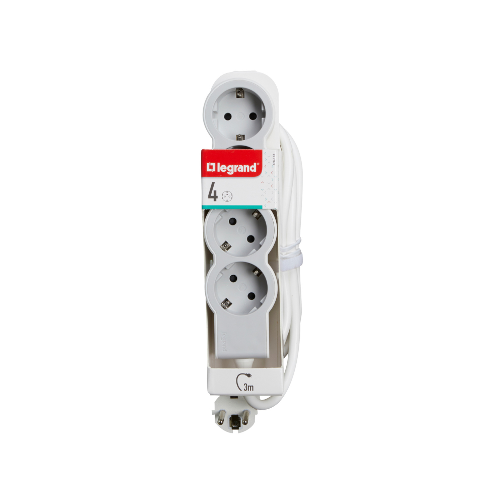 Legrand - Multi-Outlet Extension 4 x 2P+E - 3 Meters Cable