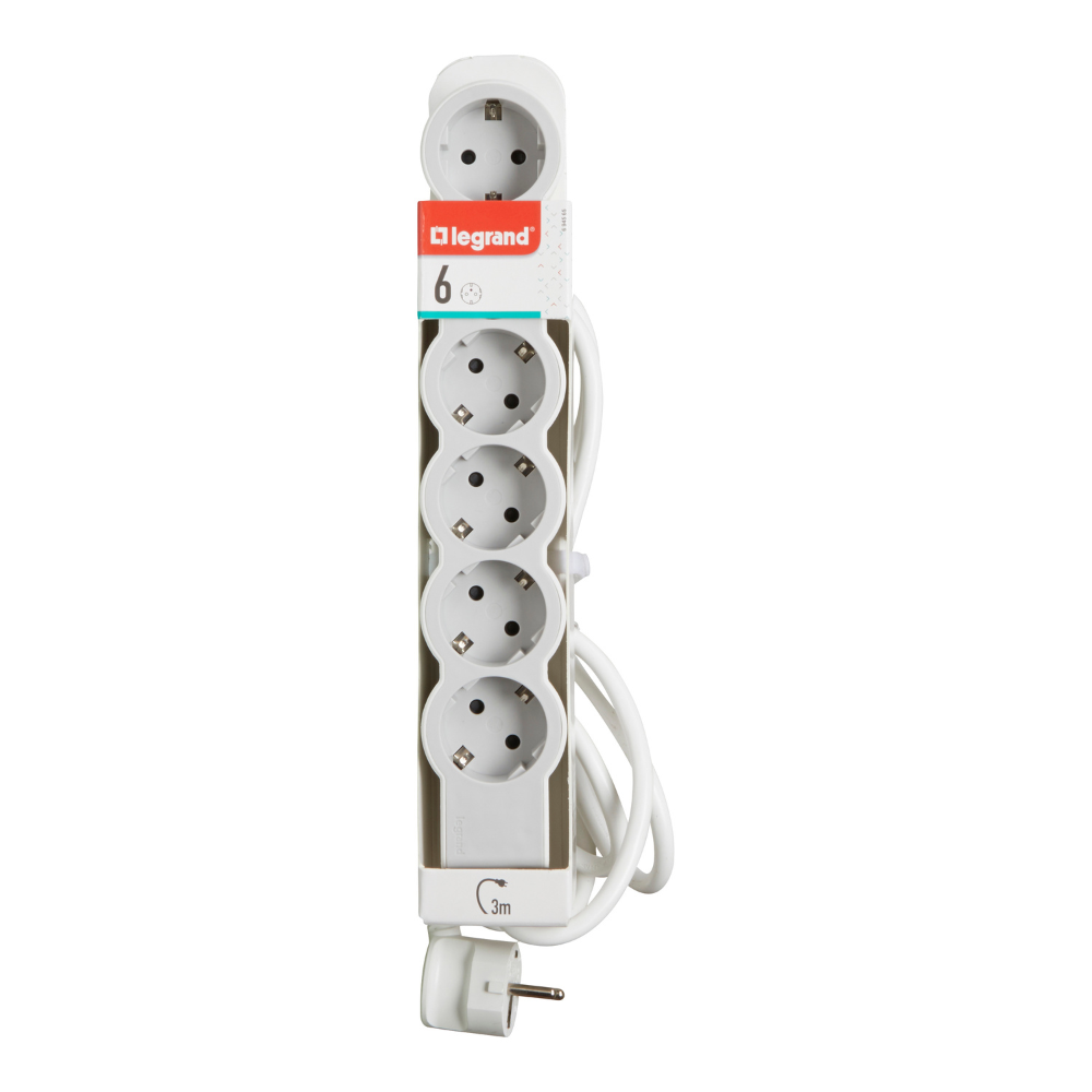 Legrand - Multi-Outlet Extension 6 x 2P+E - 3 Meters Cable