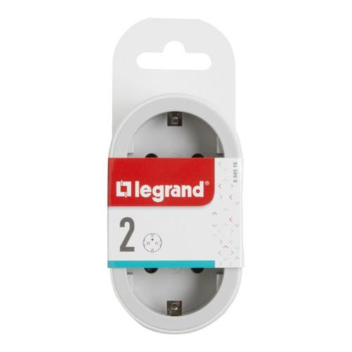 Legrand - Multi-Outlet Plug With 2 Frontal Outlets - White/Grey