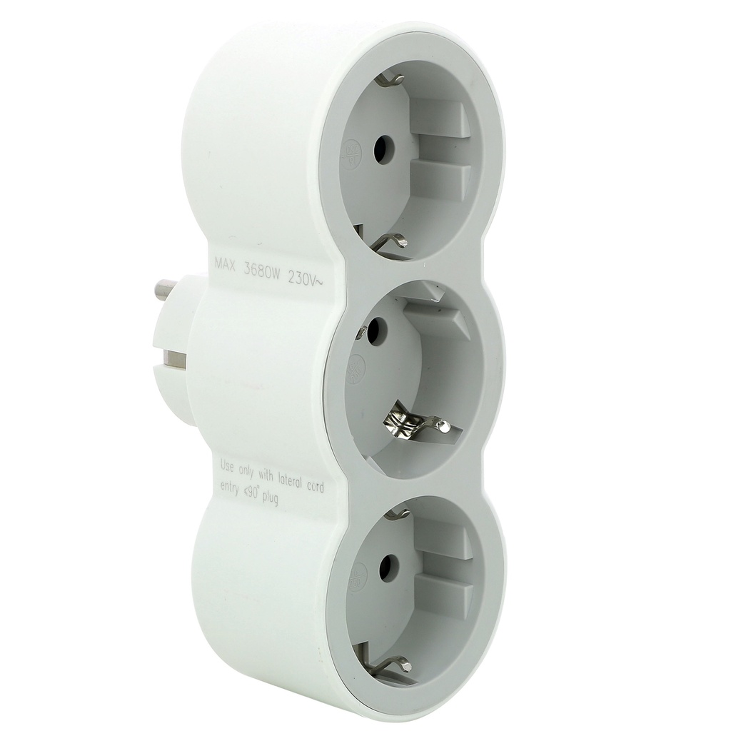 Legrand - Multi-Outlet Plug With 3 Frontal Outlets White-Grey