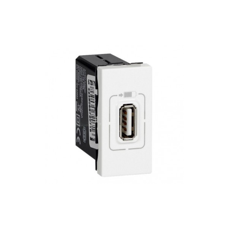 Legrand Arteor - Single USB Socket 5V, 750mA, 1 Module - White