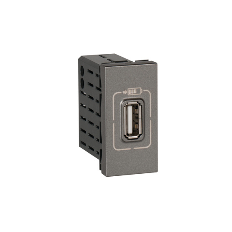 Legrand Arteor - Single USB Socket 5V, 750mA, 1 Module - Magnesium