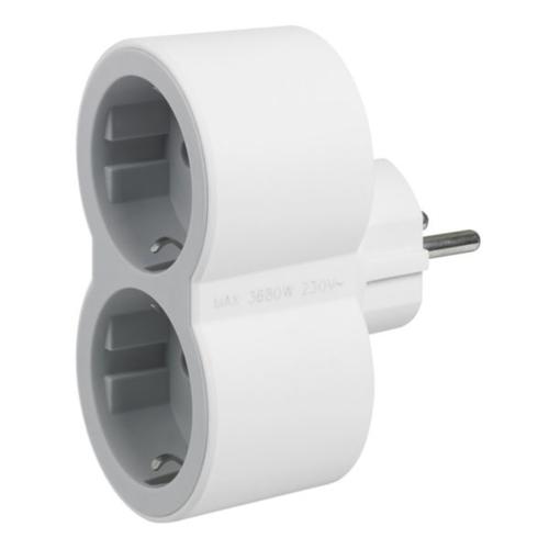 [694516] Legrand - Multi-Outlet Plug With 2 Frontal Outlets - White/Grey